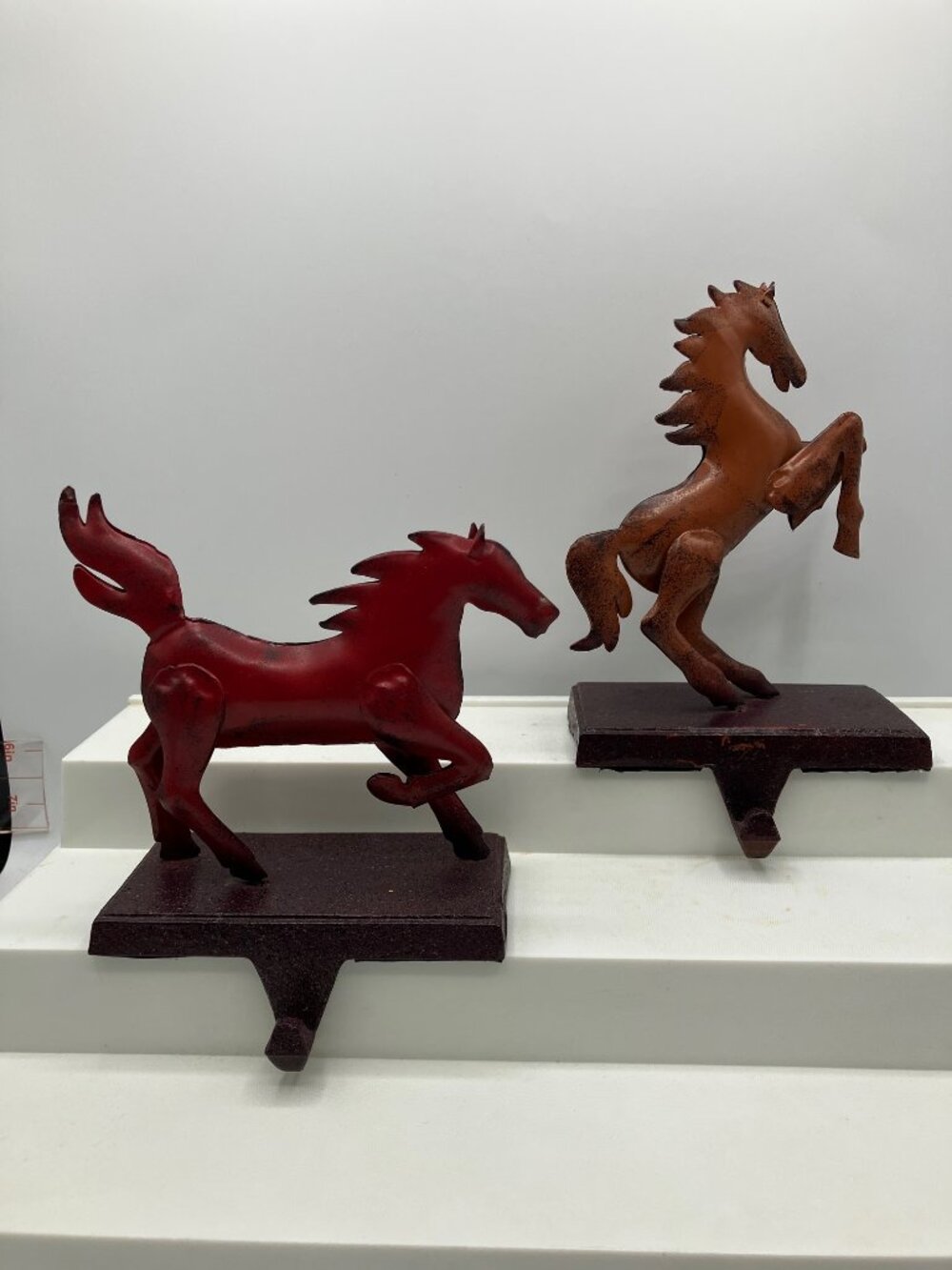 Western Christmas Stocking Holders Horse Motif Metal & Cast Iron 6"H